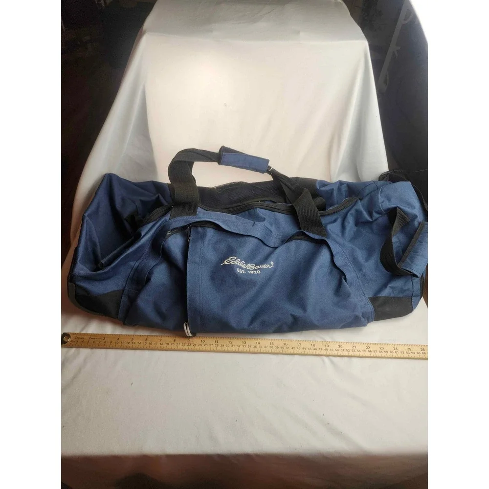 Eddie Bauer Rolling Duffel Bag Navy Blue Large Travel Luggage Canvas Wheels 26in
